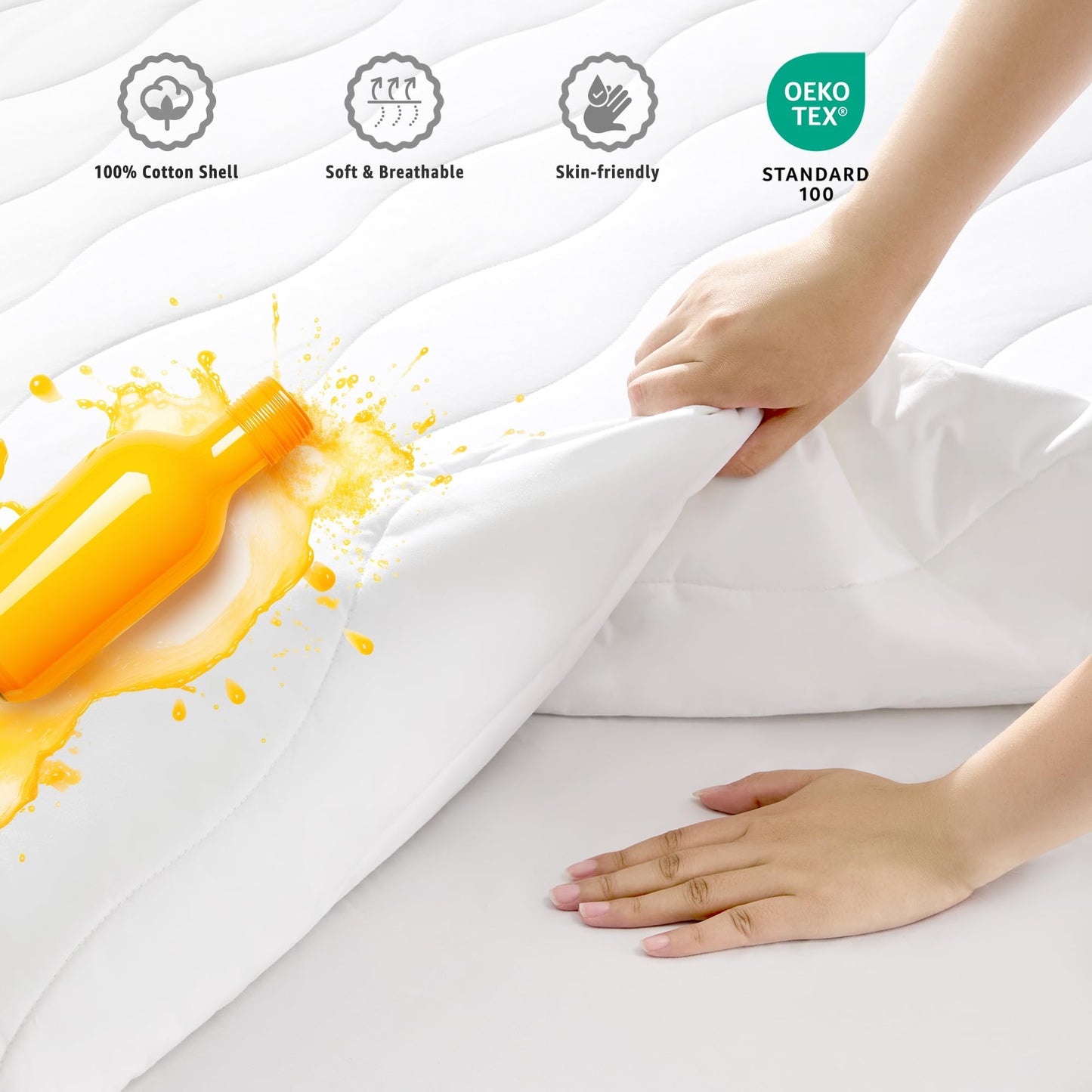 Breathable Cotton Top Waterproof Mattress Pad